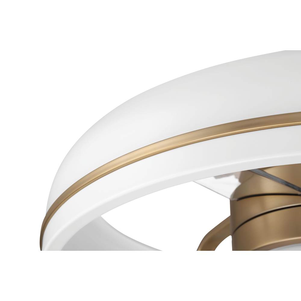 Craftmade TYL24WSB3-NWF White,Satin Brass Taylor 20'' 3-blade Ceiling Fan In White/satin Brass With Clear Acrylic Blades, Light Kit Included (optional) Image 6