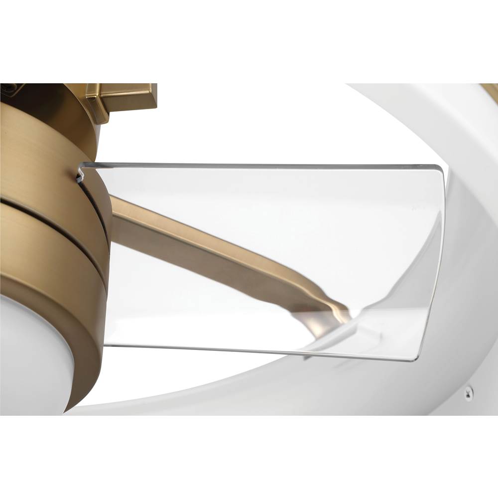 Craftmade TYL24WSB3-NWF White,Satin Brass Taylor 20'' 3-blade Ceiling Fan In White/satin Brass With Clear Acrylic Blades, Light Kit Included (optional) Image 5