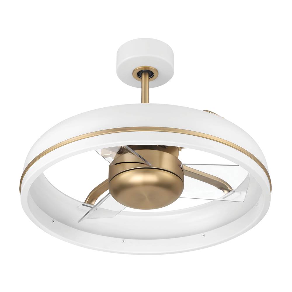 Craftmade TYL24WSB3-NWF White,Satin Brass Taylor 20'' 3-blade Ceiling Fan In White/satin Brass With Clear Acrylic Blades, Light Kit Included (optional) Image 3