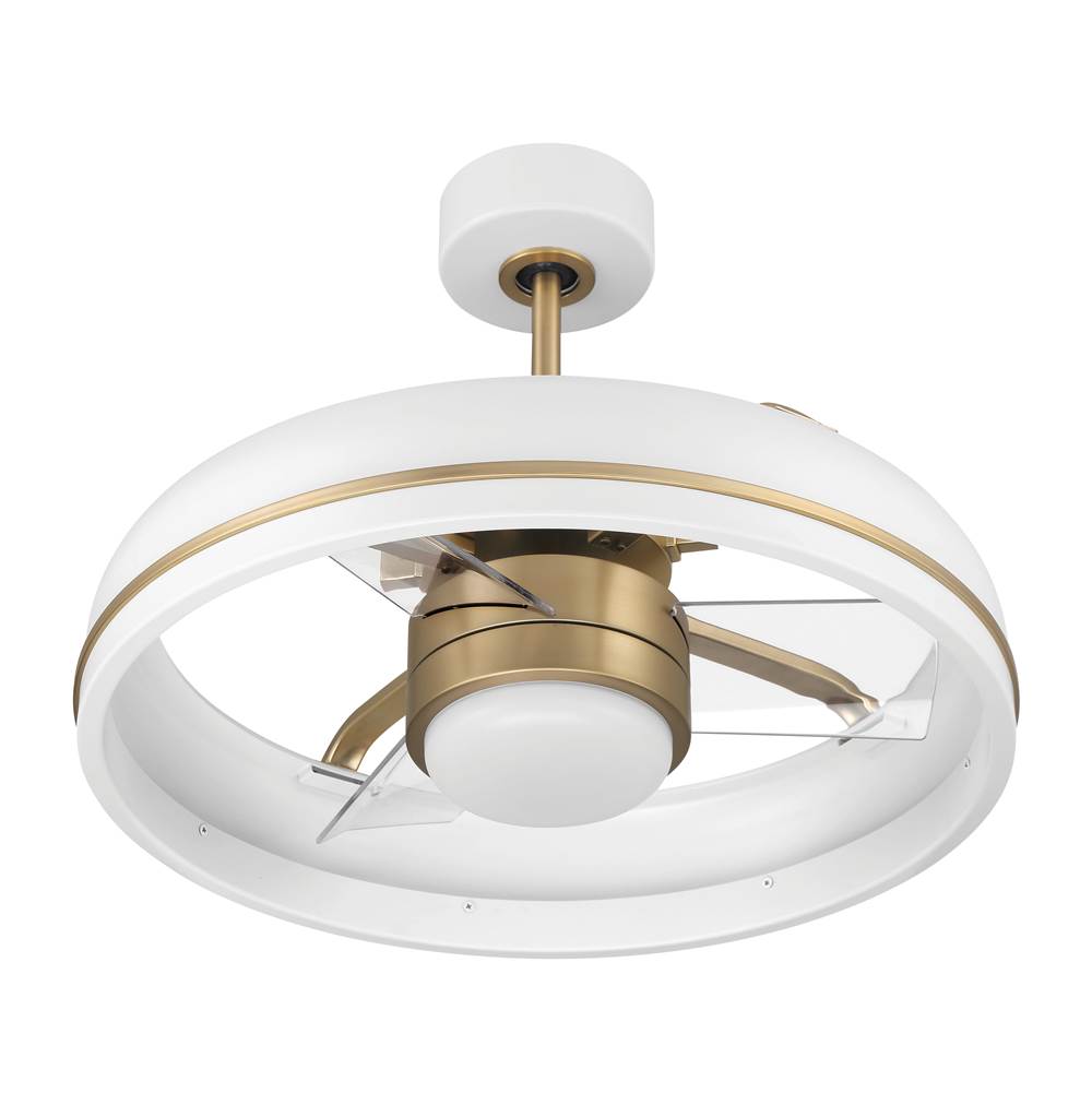 Craftmade TYL24WSB3-NWF White,Satin Brass Taylor 20'' 3-blade Ceiling Fan In White/satin Brass With Clear Acrylic Blades, Light Kit Included (optional) Image 2