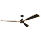 Craftmade Viva 72'' 3-blade Ceiling Fan In Flat Black/satin Brass W/ Flat Black Fabric Texture Abs Blades; Light Kit Included (optional)