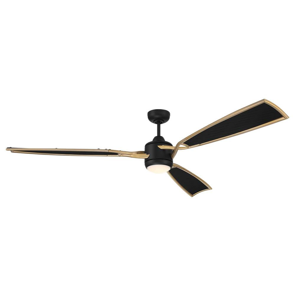 Craftmade Viva 72'' 3-blade Ceiling Fan In Flat Black/satin Brass W/ Flat Black Fabric Texture Abs Blades; Light Kit Included (optional)