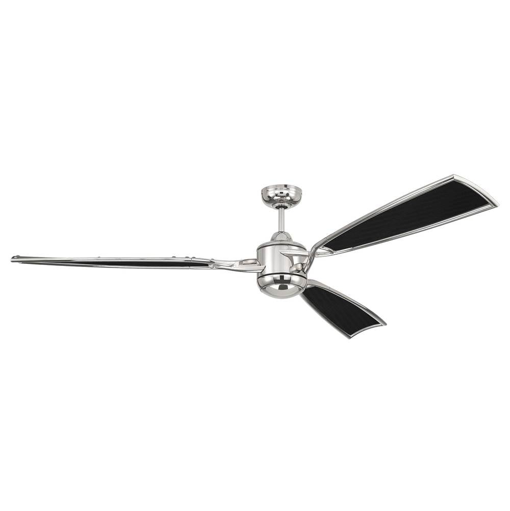 Craftmade VIA72PLN3 Polished Nickel Viva 72'' 3-blade Ceiling Fan In Polished Nickel W/ Flat Black Fabric Texture Abs Blades; Light Kit Included (optional) Image 5