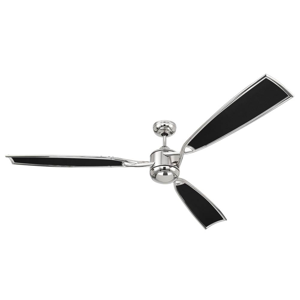 Craftmade VIA72PLN3 Polished Nickel Viva 72'' 3-blade Ceiling Fan In Polished Nickel W/ Flat Black Fabric Texture Abs Blades; Light Kit Included (optional) Image 3