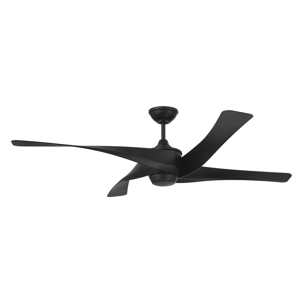 Craftmade VNN58FB4 Flat Black Venn 58'' 4-blade Indoor/outdoor (damp) Ceiling Fan In Flat Black W/ Flat Black Blades; Light Kit Optional (sold Separately) Image 1