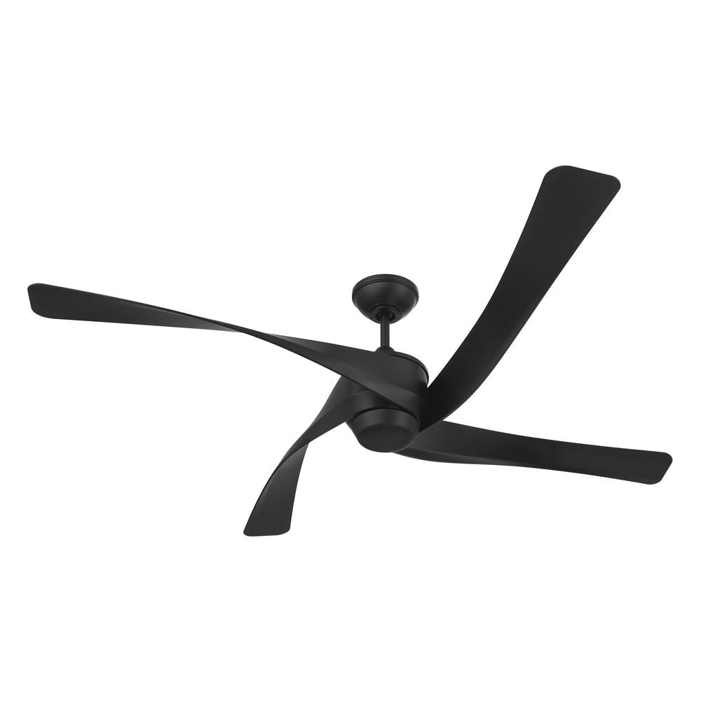 Craftmade VNN58FB4 Flat Black Venn 58'' 4-blade Indoor/outdoor (damp) Ceiling Fan In Flat Black W/ Flat Black Blades; Light Kit Optional (sold Separately) Image 2