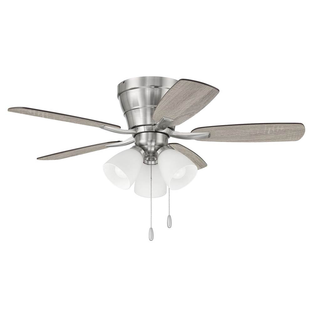 Craftmade Wheeler 42'' 5-blade 3-light Ceiling Fan In Brushed Polished Nickel W/ Driftwood/walnut Blades; Integrated Light Kit