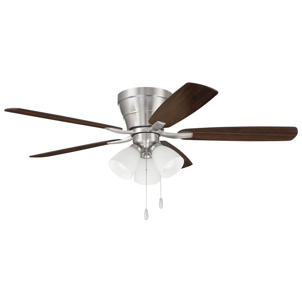 Craftmade Wheeler 52'' 5-blade 3-light Ceiling Fan In Brushed Polished Nickel W/ Driftwood/walnut Blades; Integrated Light Kit