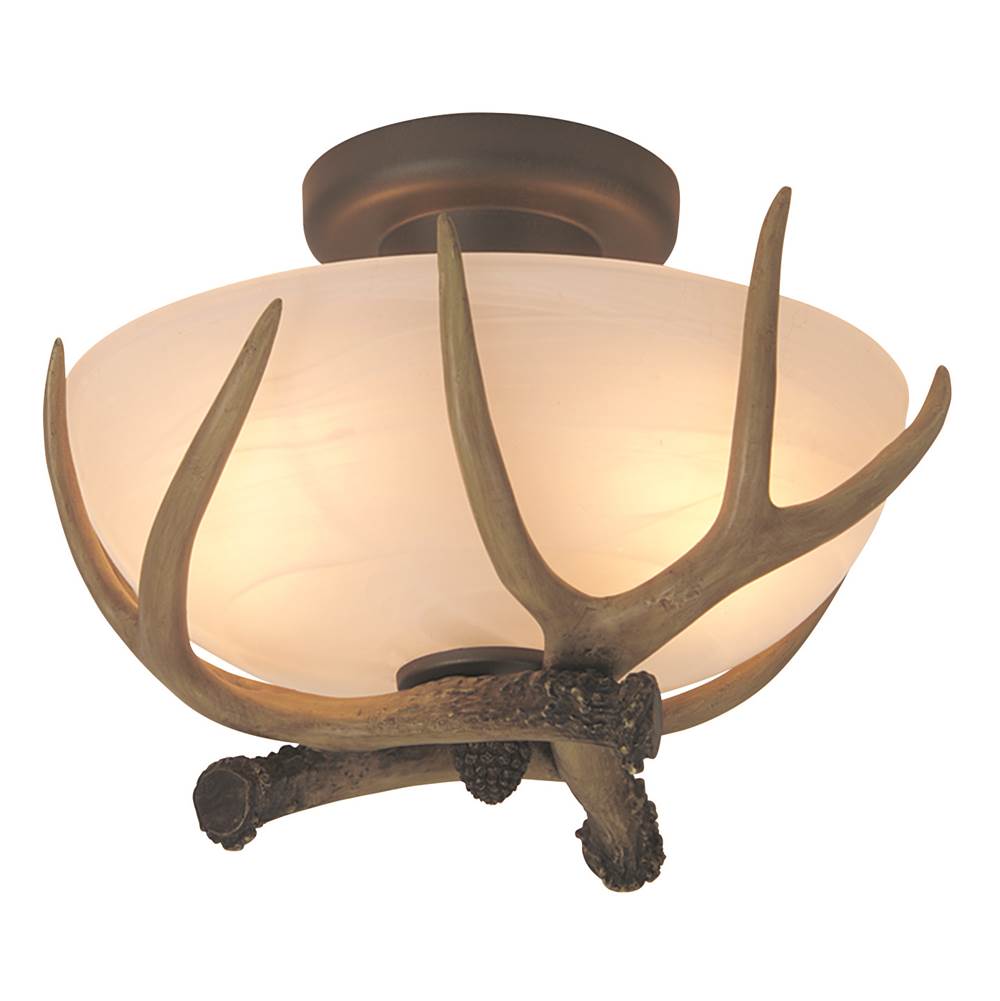 Craftmade X1611-EB European Bronze Antler 2 Light Semi Flush In European Bronze Image 1