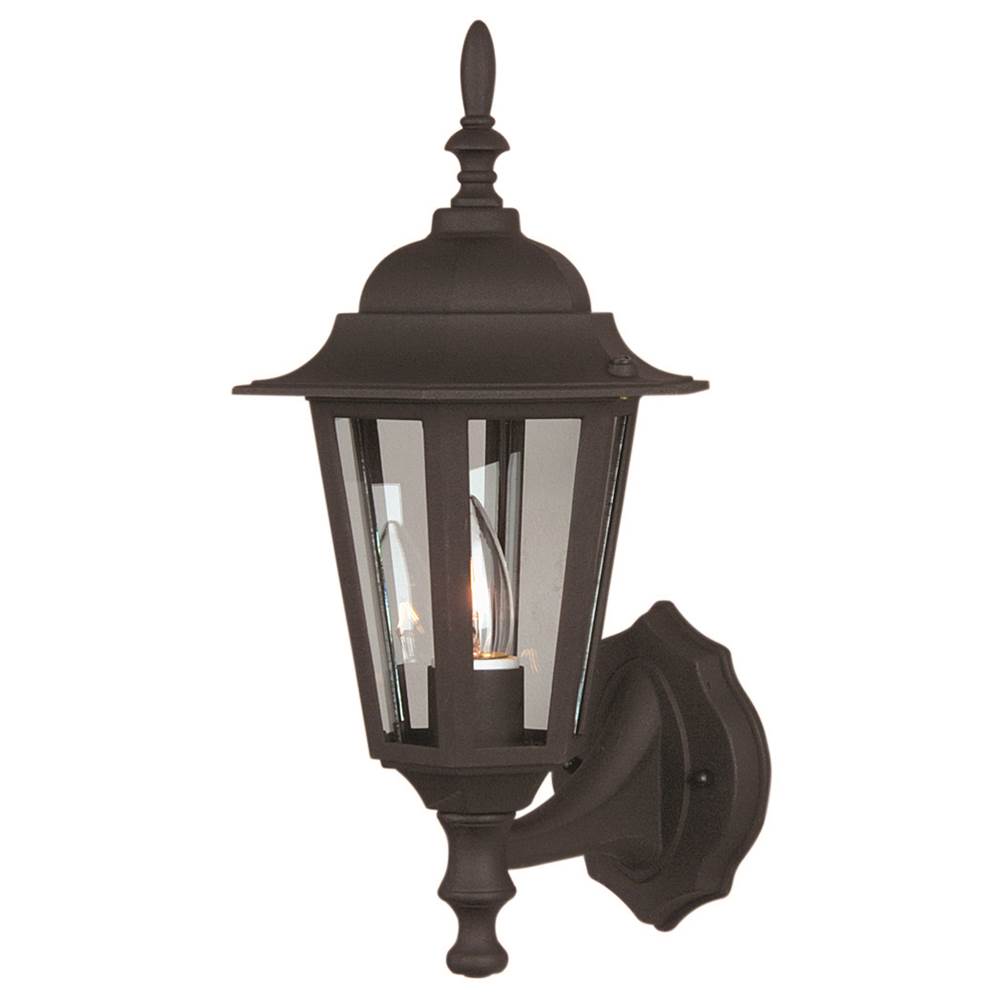 Craftmade  Straight Glass Cast 1 Light Small Outdoor Wall Lantern In Textured Black