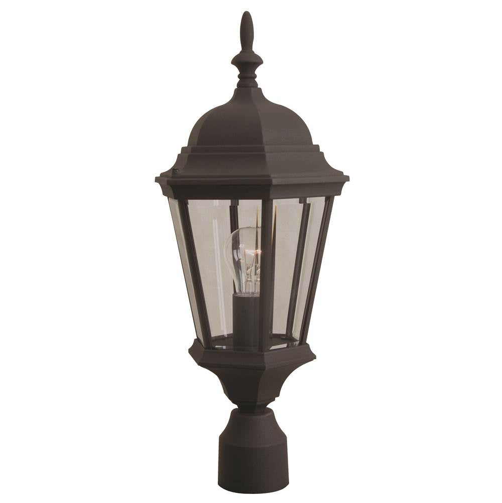 Craftmade  Straight Glass 1 Light Outdoor Post Mount In Textured Black