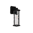 Craftmade Z2604-MN Midnight Pyrmont 1 Light Small Outdoor Wall Lantern In Midnight With Clear Hammered Glass Image 1