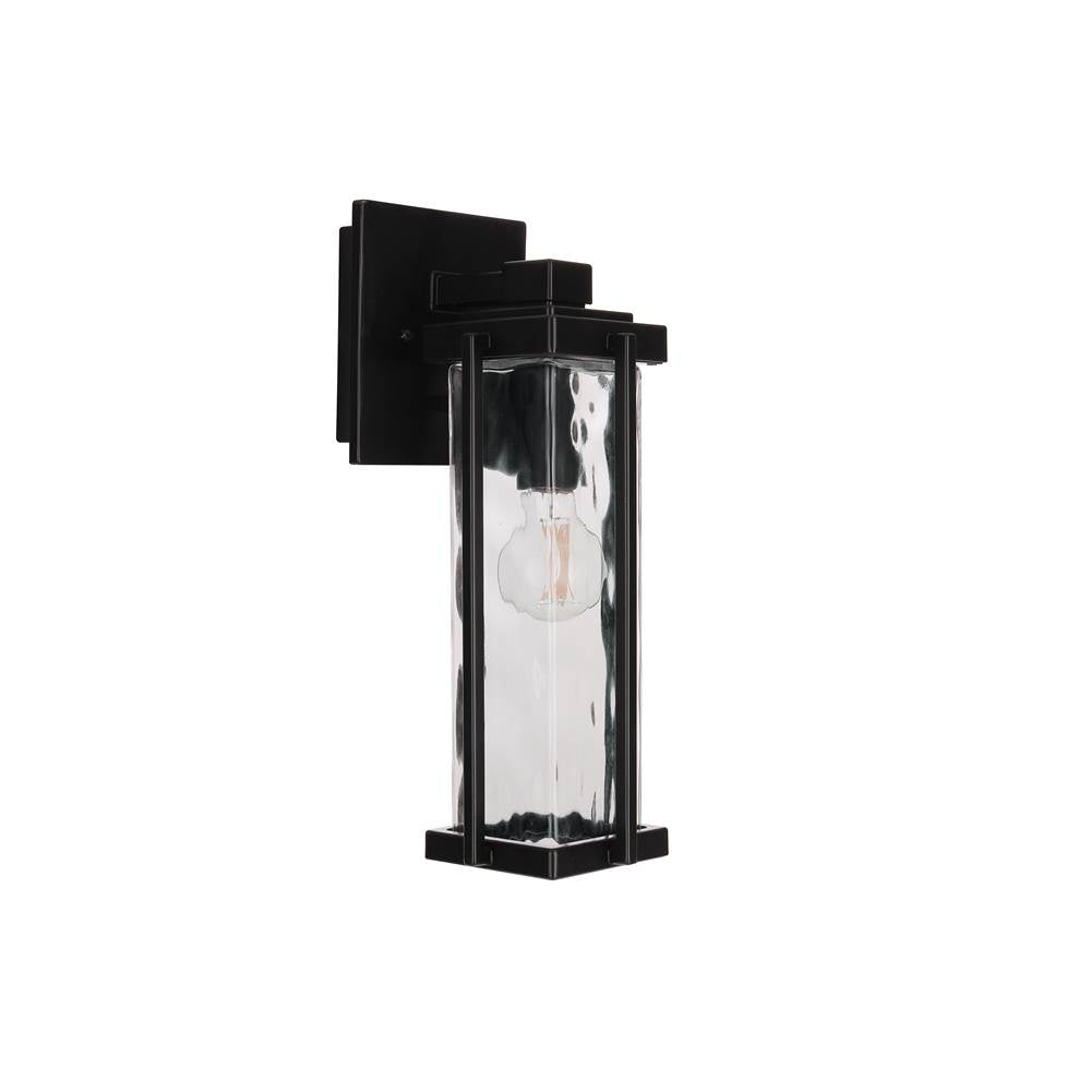 Craftmade Z2604-MN Midnight Pyrmont 1 Light Small Outdoor Wall Lantern In Midnight With Clear Hammered Glass Image 1