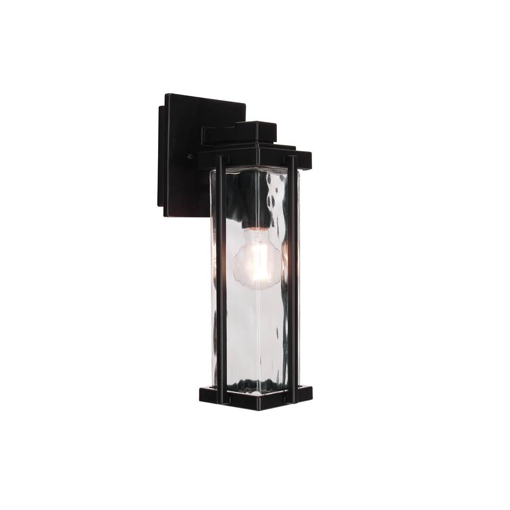 Craftmade Pyrmont 1 Light Small Outdoor Wall Lantern In Midnight With Clear Hammered Glass