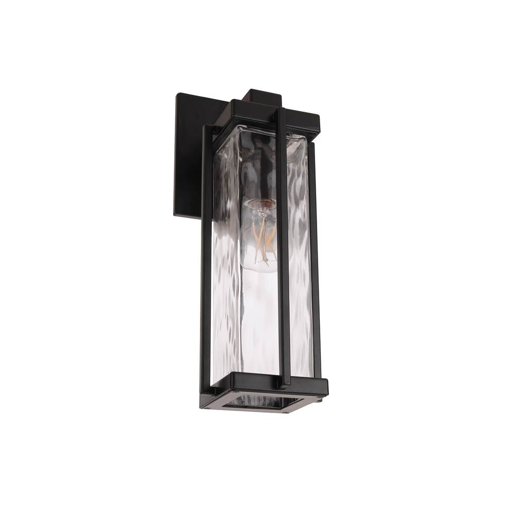 Craftmade Z2604-MN Midnight Pyrmont 1 Light Small Outdoor Wall Lantern In Midnight With Clear Hammered Glass Image 4