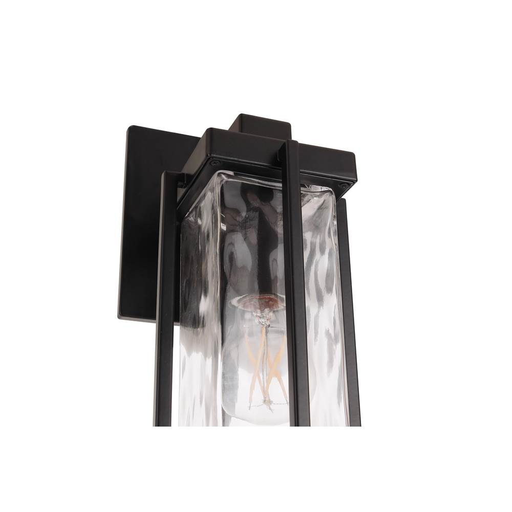 Craftmade Z2604-MN Midnight Pyrmont 1 Light Small Outdoor Wall Lantern In Midnight With Clear Hammered Glass Image 2