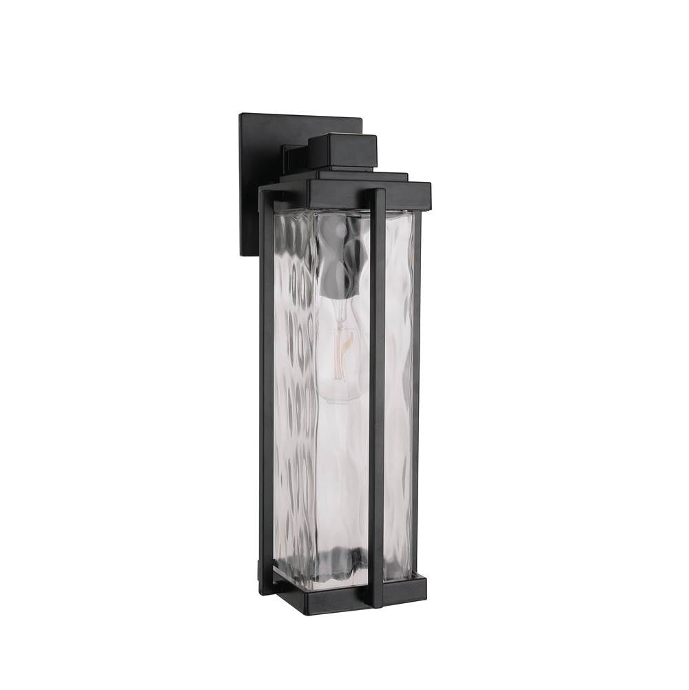 Craftmade Z2614-MN Midnight Pyrmont 1 Light Medium Outdoor Wall Lantern In Midnight With Clear Hammered Glass Image 1