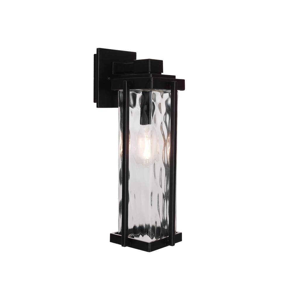 Craftmade Z2614-MN Midnight Pyrmont 1 Light Medium Outdoor Wall Lantern In Midnight With Clear Hammered Glass Image 7