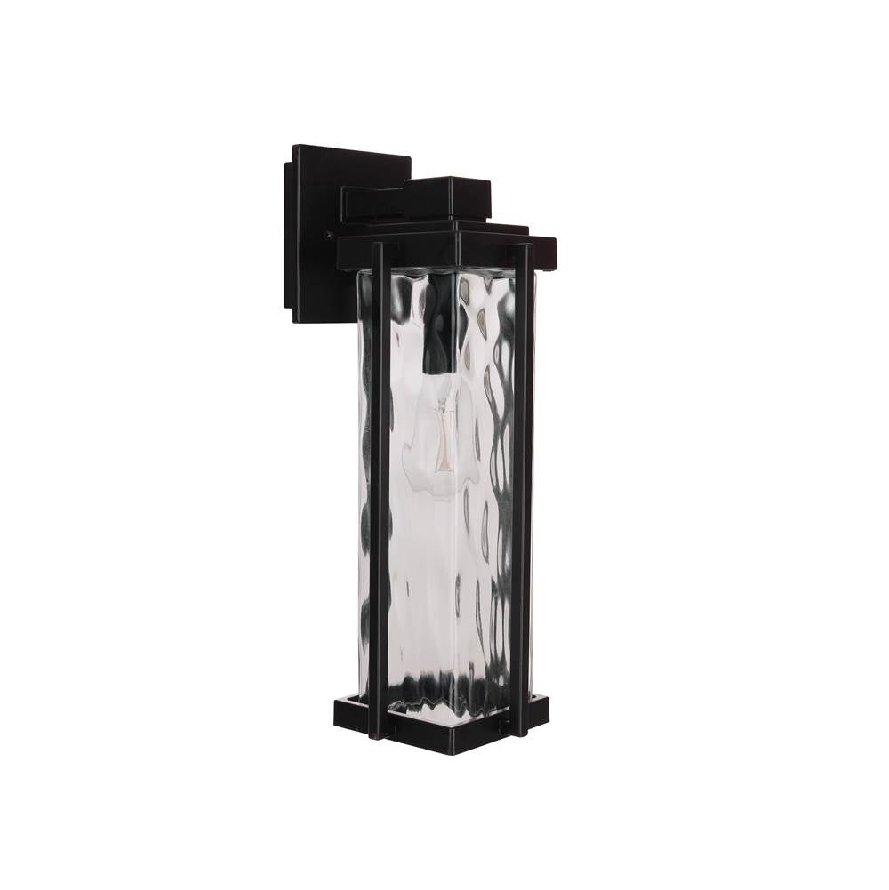 Craftmade Z2614-MN Midnight Pyrmont 1 Light Medium Outdoor Wall Lantern In Midnight With Clear Hammered Glass Image 6