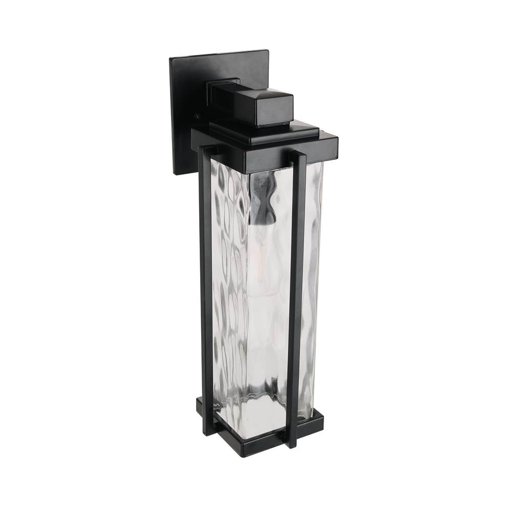 Craftmade Z2614-MN Midnight Pyrmont 1 Light Medium Outdoor Wall Lantern In Midnight With Clear Hammered Glass Image 4