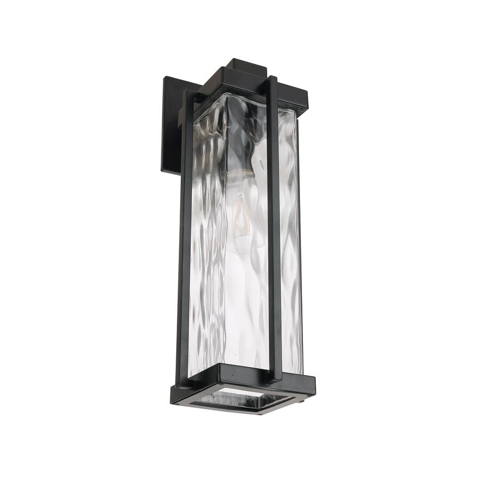 Craftmade Z2614-MN Midnight Pyrmont 1 Light Medium Outdoor Wall Lantern In Midnight With Clear Hammered Glass Image 2
