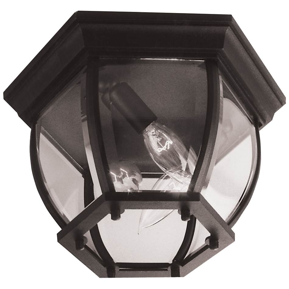 Craftmade Cast Bent Glass 3 Light Outdoor Flushmount In Textured Black