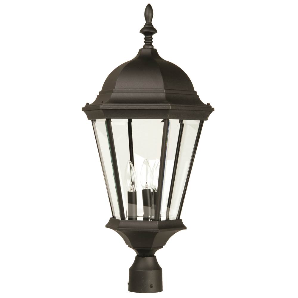 Craftmade  Straight Glass Cast 3 Light Outdoor Post Mount In Textured Black