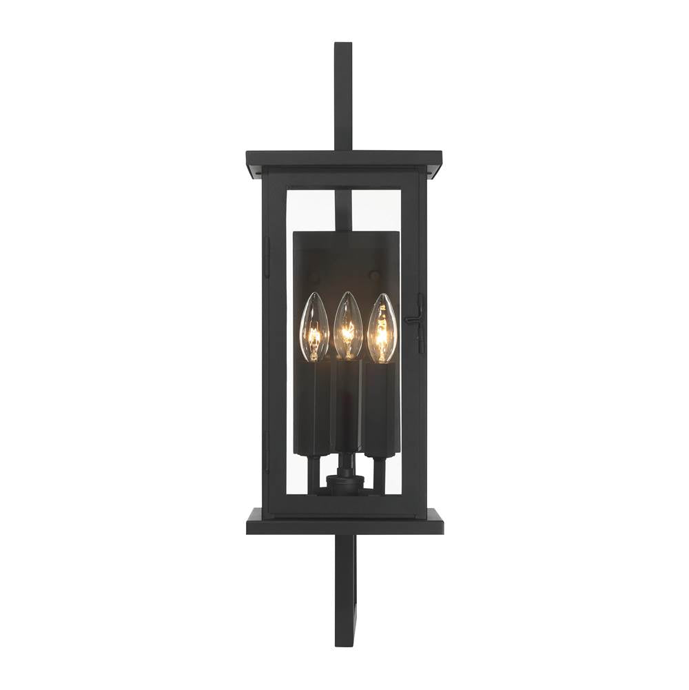 Craftmade Jordan 3 Light Outdoor Wall Lantern In Textured Black