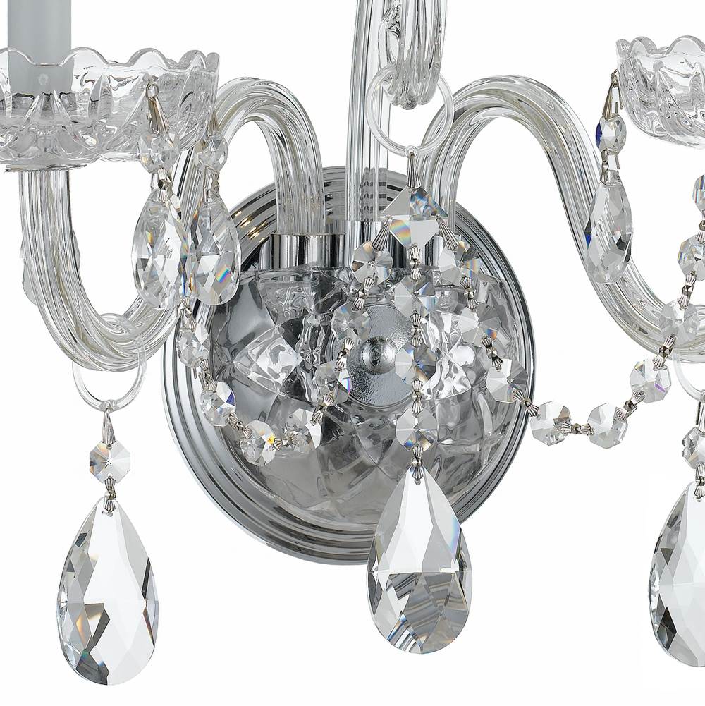Crystorama Traditional Crystal Traditional Crystal 2 Light Hand Cut Crystal Polished Chrome Sconce