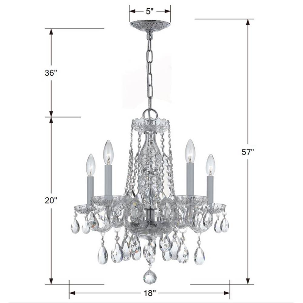 Crystorama 1061-CH-CL-MWP Polished Chrome Traditional Crystal 5 Light Hand Cut Crystal Polished Chrome Mini Chandelier Image 2