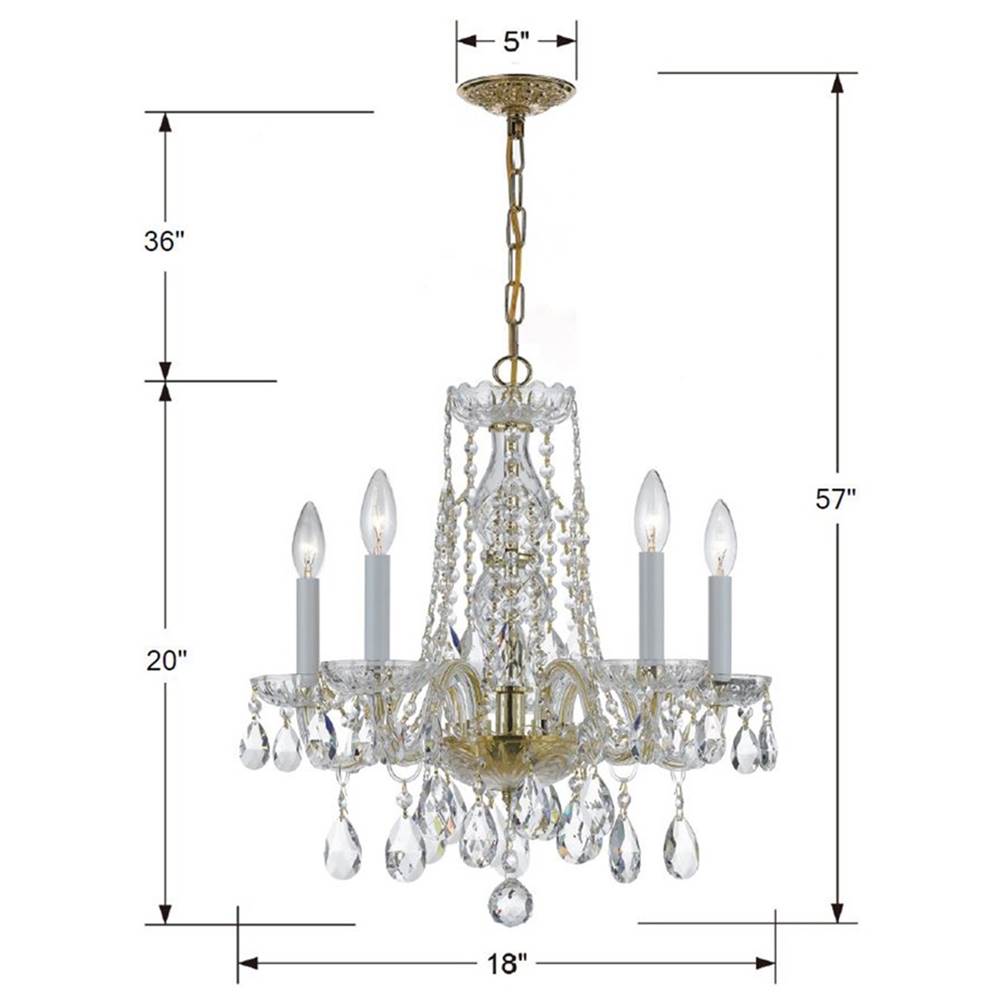 Crystorama 1061-PB-CL-MWP Polished Brass Traditional Crystal 5 Light Hand Cut Crystal Polished Brass Mini Chandelier Image 2