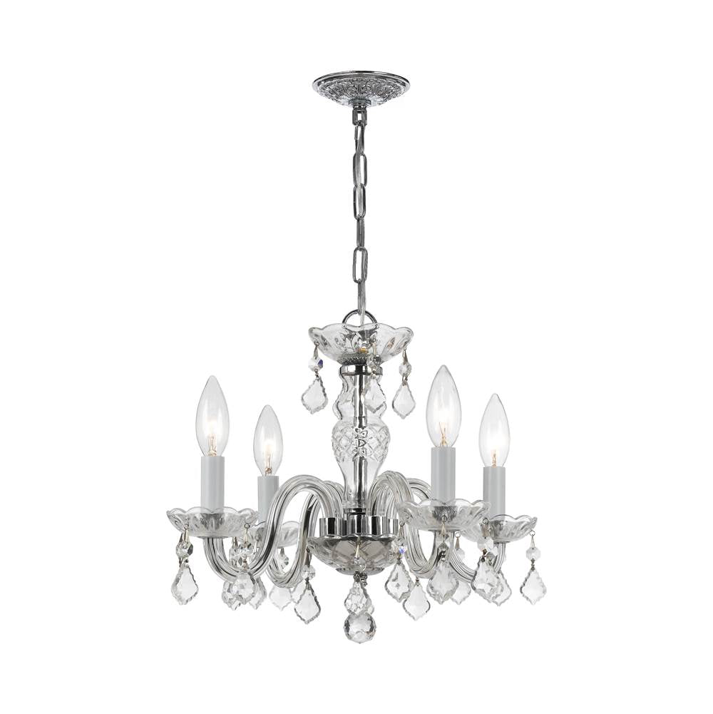 Crystorama 1064-CH-CL-I Polished Chrome Traditional Crystal 4 Light Clear Italian Crystal Polished Chrome Mini Chandelier Image 1