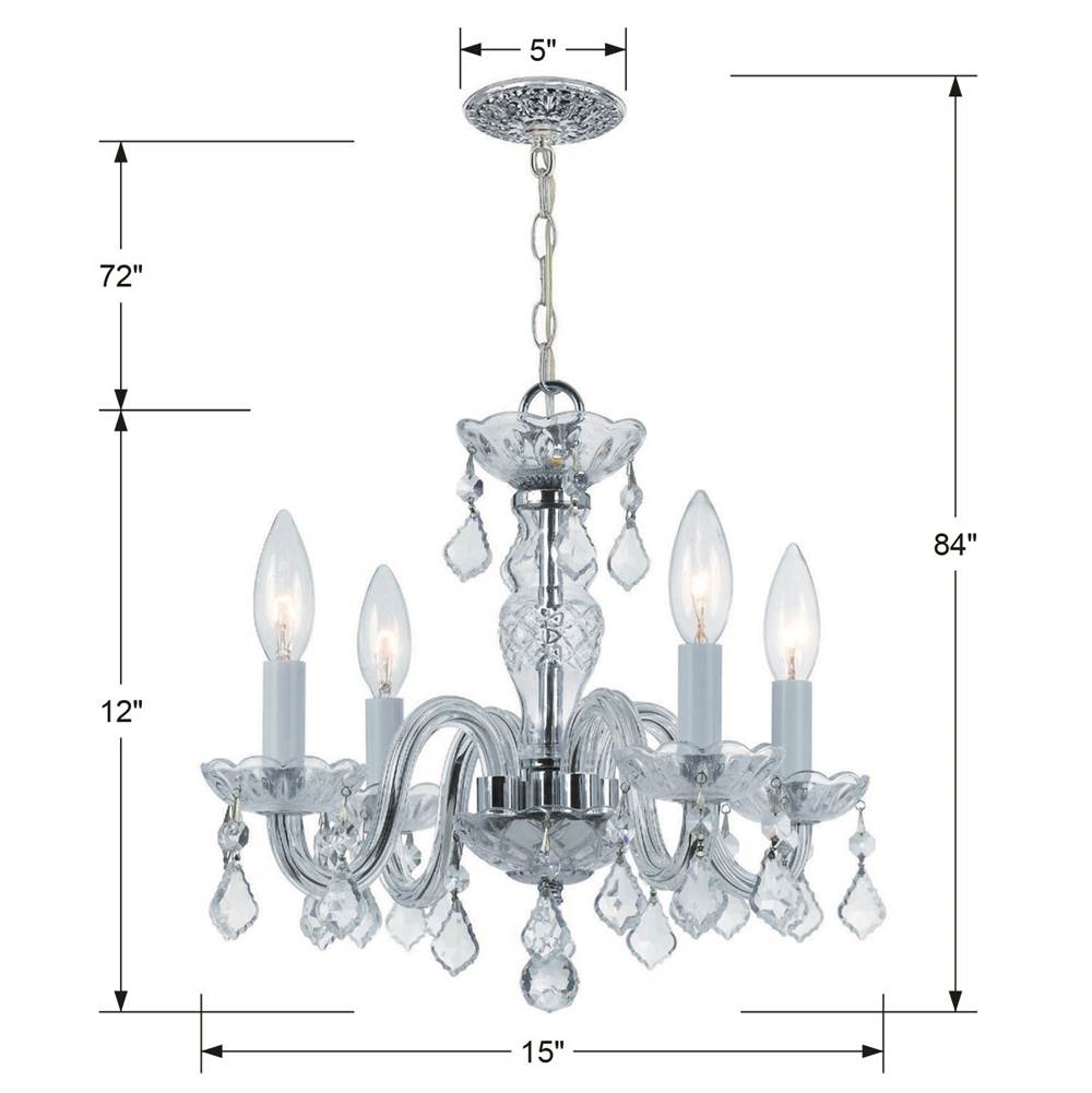 Crystorama 1064-CH-CL-MWP Polished Chrome Traditional Crystal 4 Light Hand Cut Crystal Polished Chrome Mini Chandelier Image 2