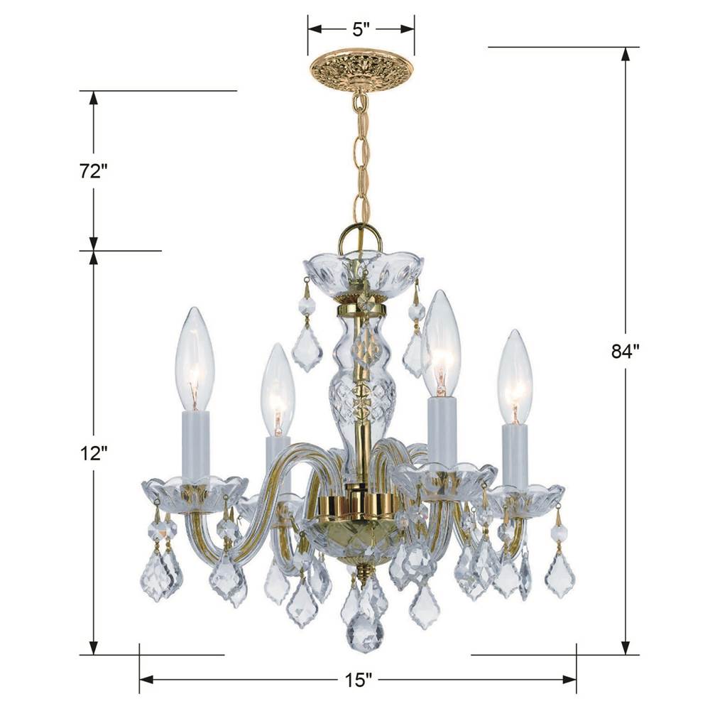 Crystorama Traditional Crystal Traditional Crystal 4 Light Clear Italian Crystal Polished Chrome Mini Chandelier