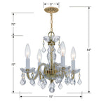 Crystorama 1064-PB-CL-MWP Polished Brass Traditional Crystal 4 Light Hand Cut Crystal Polished Brass Mini Chandelier Image 2