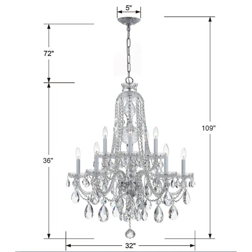 Crystorama 1110-CH-CL-S Polished Chrome Traditional Crystal 10 Light Swarovski Strass Crystal Polished Chrome Chandelier Image 2