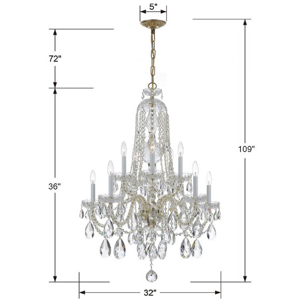 Crystorama 1110-PB-CL-S Polished Brass Traditional Crystal 10 Light Swarovski Strass Crystal Polished Brass Chandelier Image 2