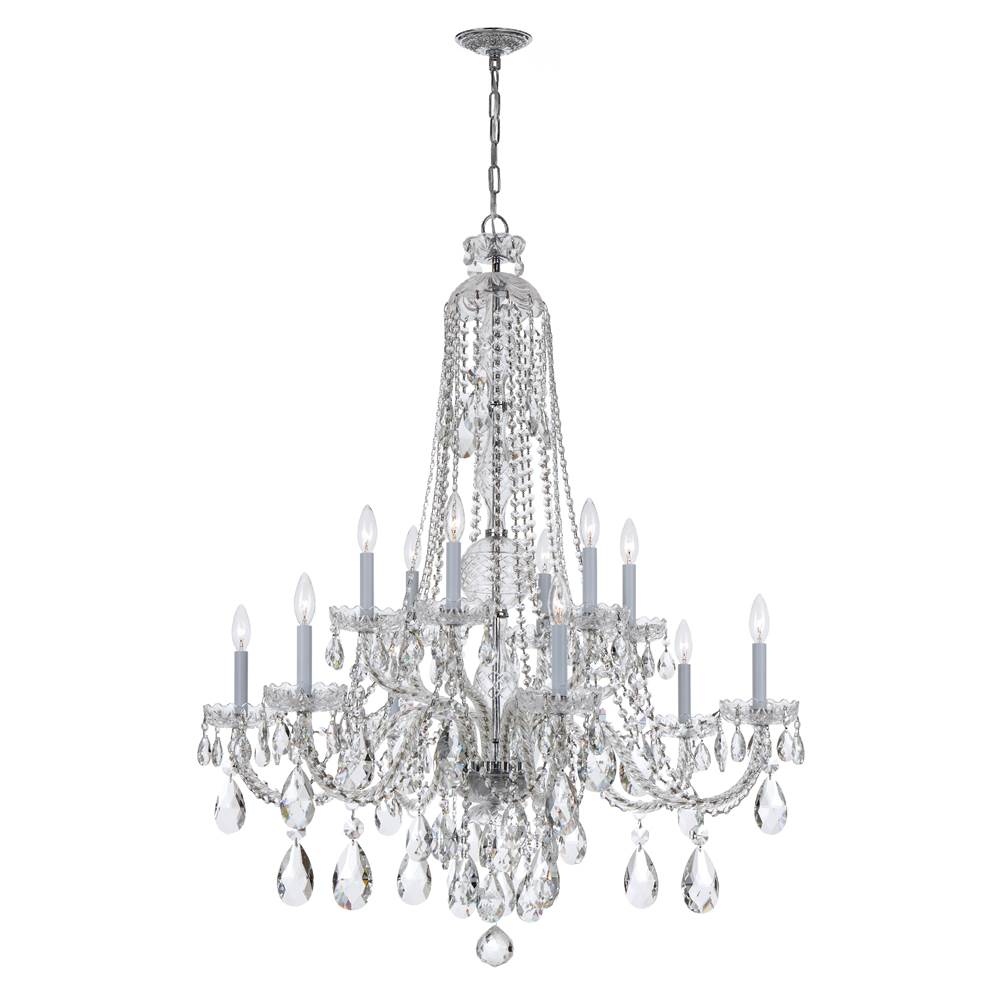 Crystorama 1112-CH-CL-S Polished Chrome Traditional Crystal 12 Light Swarovski Strass Crystal Polished Chrome Chandelier Image 1