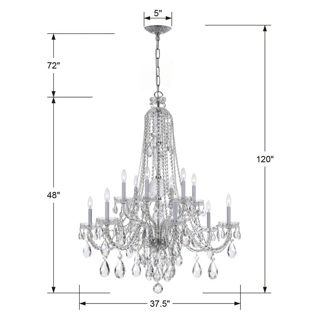 Crystorama 1112-CH-CL-S Polished Chrome Traditional Crystal 12 Light Swarovski Strass Crystal Polished Chrome Chandelier Image 2