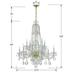 Crystorama 1112-PB-CL-S Polished Brass Traditional Crystal 12 Light Swarovski Strass Crystal Polished Brass Chandelier Image 2