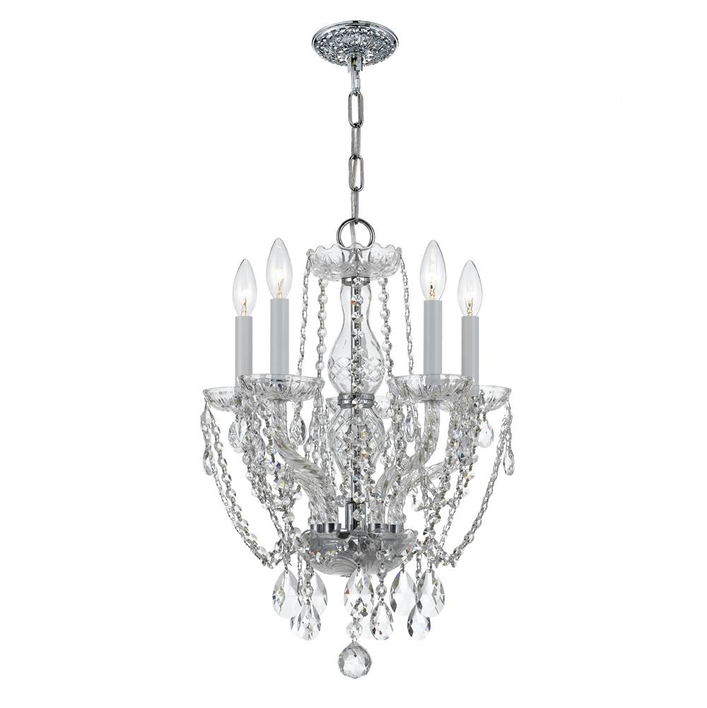 Crystorama 1129-CH-CL-MWP Polished Chrome Traditional Crystal 5 Light Hand Cut Crystal Polished Chrome Mini Chandelier Image 1