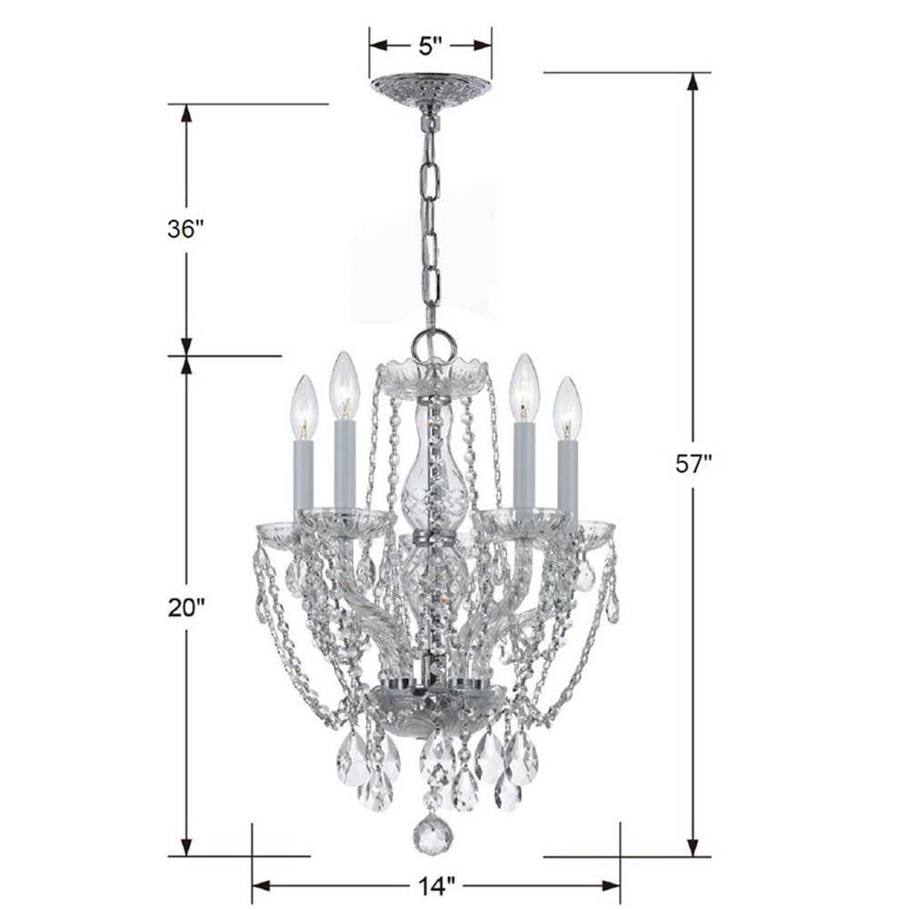 Crystorama 1129-CH-CL-MWP Polished Chrome Traditional Crystal 5 Light Hand Cut Crystal Polished Chrome Mini Chandelier Image 2