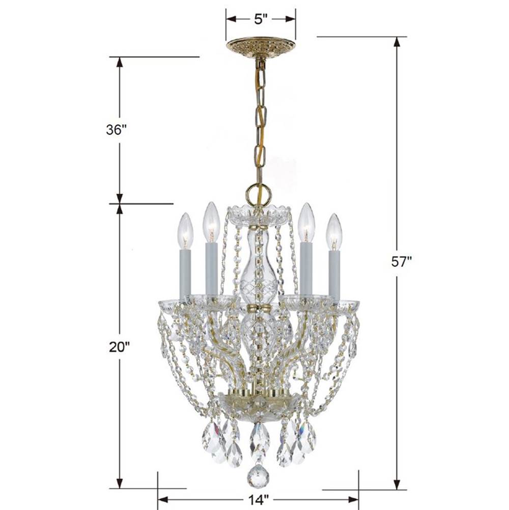 Crystorama 1129-PB-CL-MWP Polished Brass Traditional Crystal 5 Light Hand Cut Crystal Polished Brass Mini Chandelier Image 2