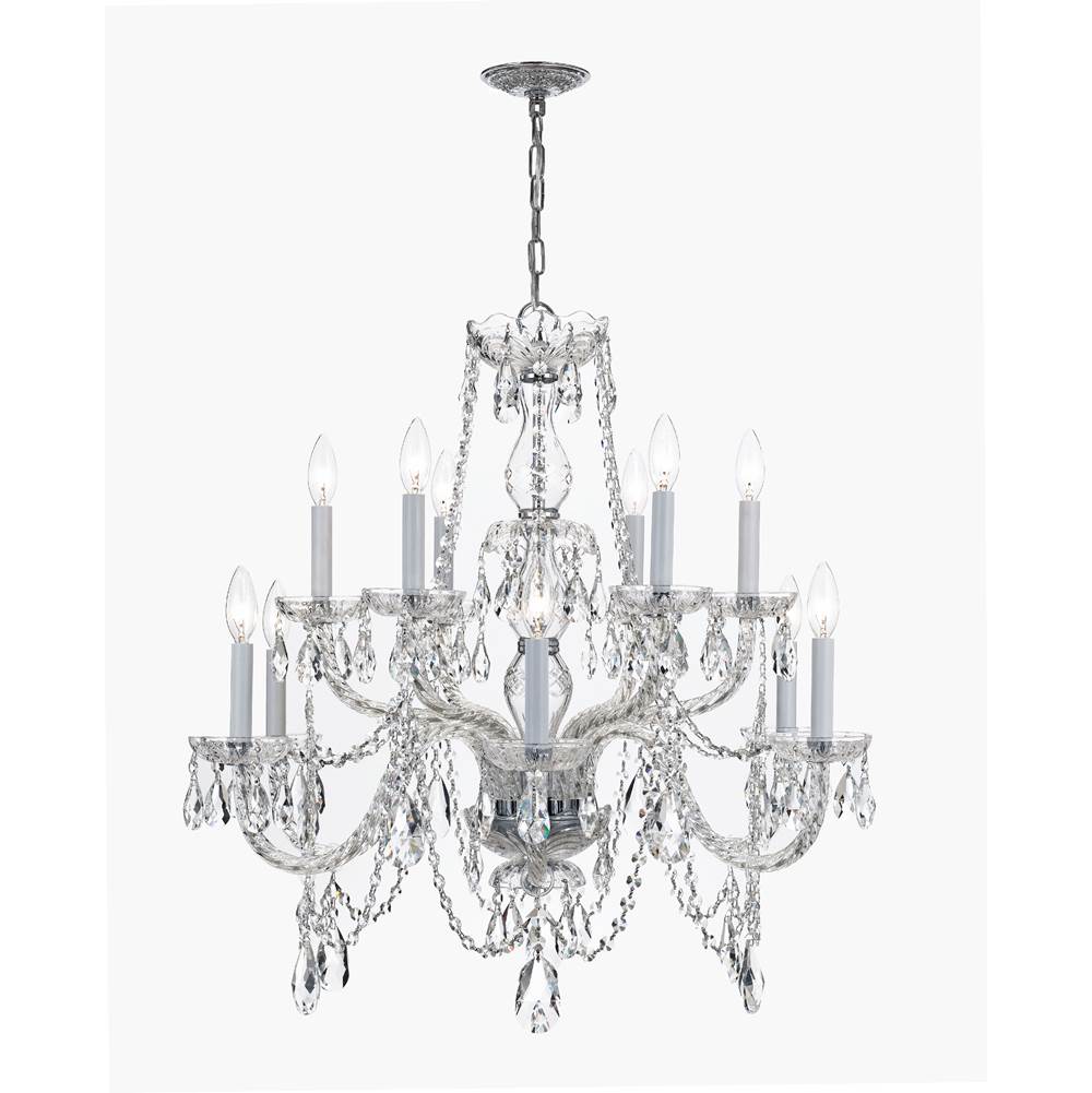 Crystorama 1135-CH-CL-I Polished Chrome Traditional Crystal 12 Light Clear Italian Crystal Polished Chrome Chandelier Image 1