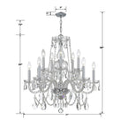 Crystorama Traditional Crystal Traditional Crystal 12 Light Clear Italian Crystal Polished Chrome Chandelier