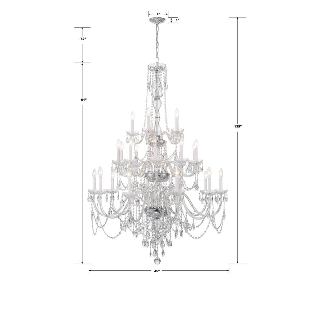 Crystorama 1156-CH-CL-MWP Polished Chrome Traditional Crystal 25 Light Polished Chrome Chandelier Image 2