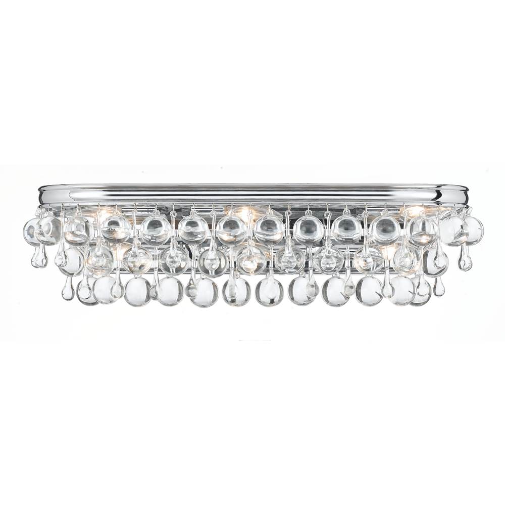 Crystorama 133-CH Polished Chrome Calypso 6 Light Crystal Teardrop Polished Chrome Bathroom Vanity Image 1