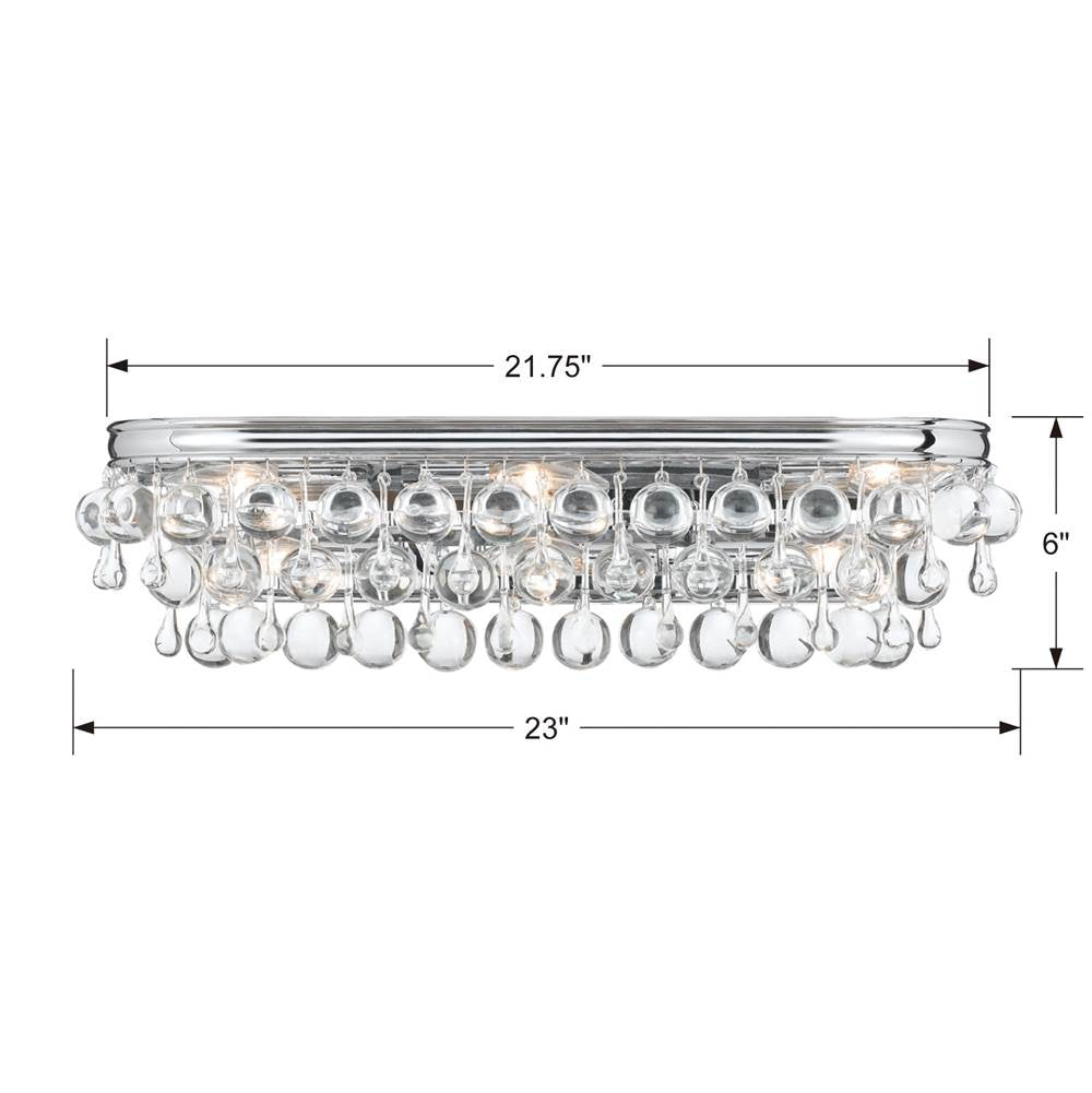Crystorama Calypso 6 Light Crystal Teardrop Polished Chrome Bathroom Vanity