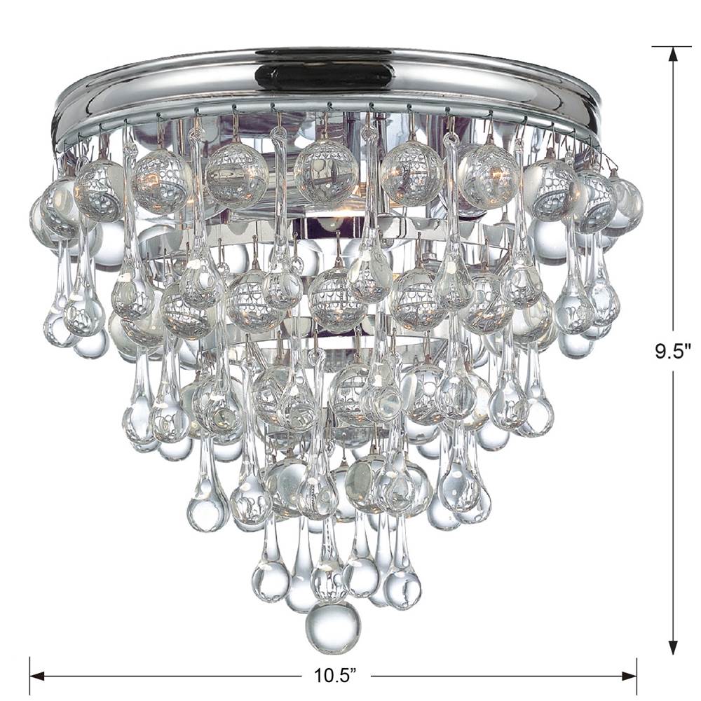 Crystorama Calypso 3 Light Crystal Teardrop Polished Chrome Ceiling Mount