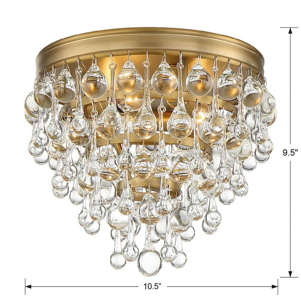 Crystorama Calypso 3 Light Crystal Teardrop Polished Chrome Ceiling Mount